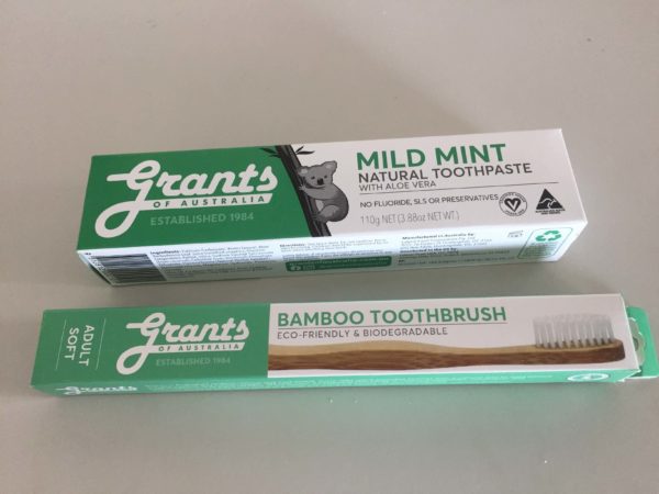 オーストラリアブランドGrantsの歯磨き粉、竹製歯ブラシ
